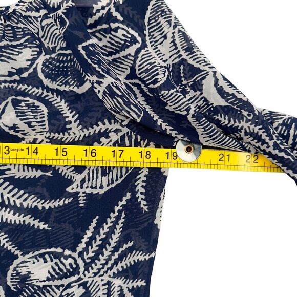 Banana Republic Womens Leaf Print 3/4 Sleeve Tunic Blouse Tie‎ Neckline Small - Picture 9 of 10